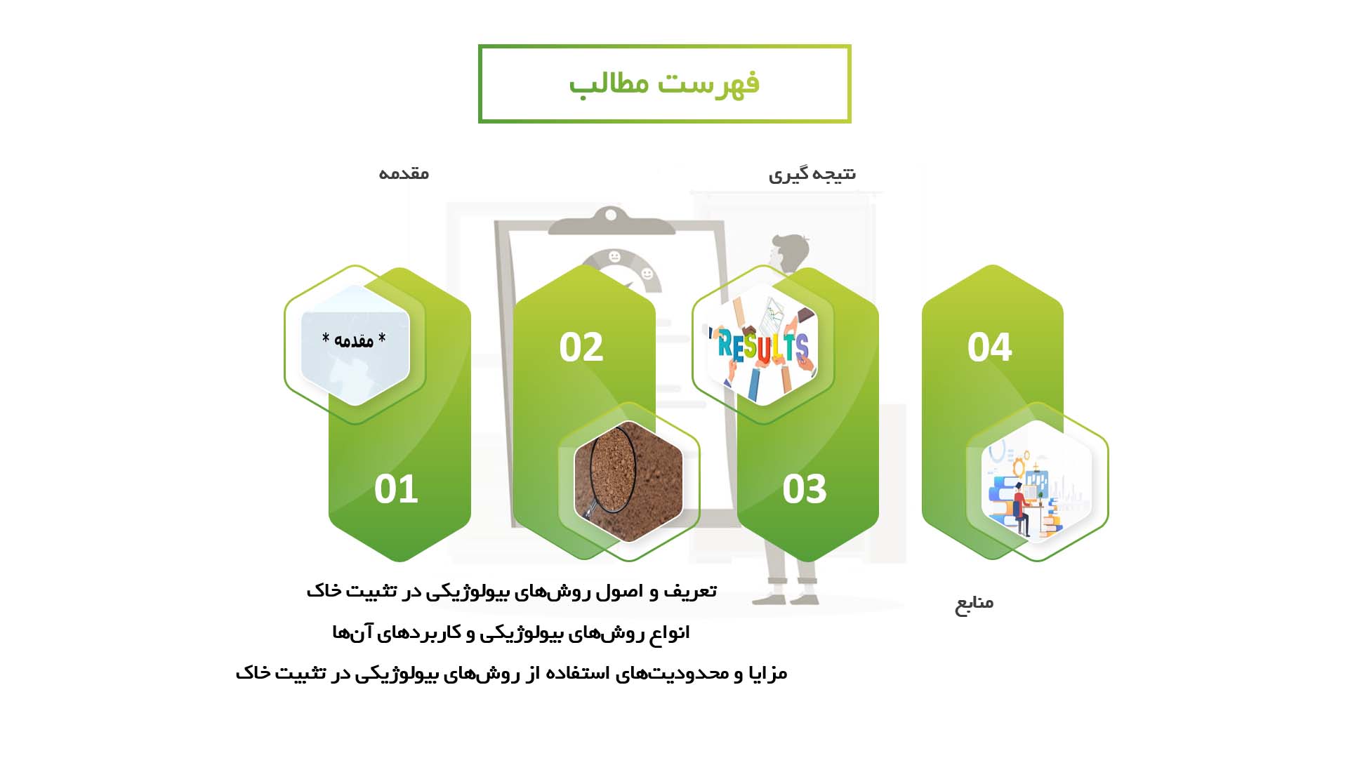 پاورپوینت در مورد استفاده از روش‌های بیولوژیکی در تثبیت خاک